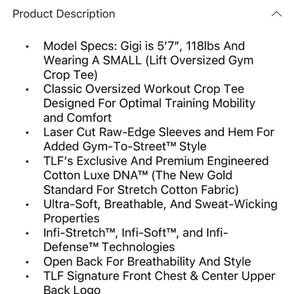 TLF Lift Oversized Gym Crop Tee Black & White Large raw edge - Picture 10 of 14